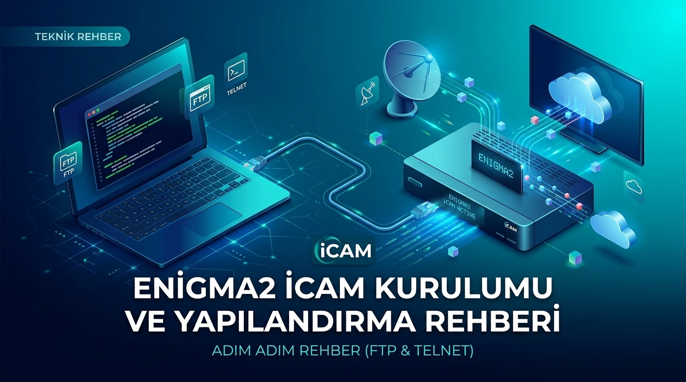 Enigma2 iCAM kurulumu ve yapılandırma rehberi başlık görseli.