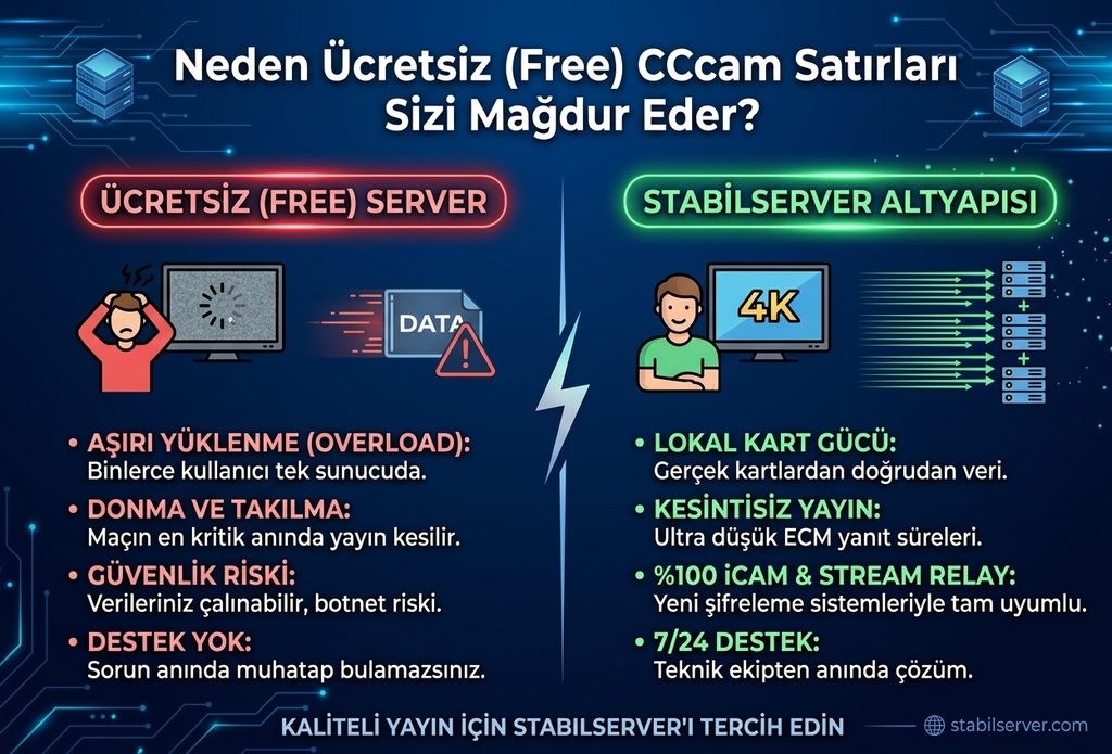 ucretsiz cccam satirlari riskleri ve donma sorunlari